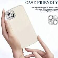 iPhone16/15 ProMaxカメラレンズプロテクターフィルム ラグジュアリーダイヤモンド対応、高級ダイヤモンドカメラステッカー、傷防止・耐衝撃強化ガラスフィルム、14ProMax/13/12Mini/11など高品質レンズデコレーションアクセサリー適用