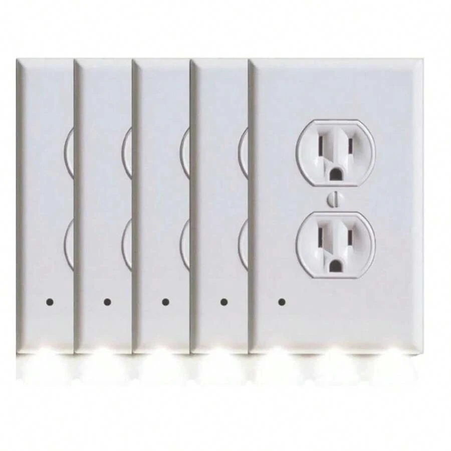 Outlet Cover With Built-In LED Night Light - 2 Styles - 5 件裝 雙面(圓形) - 查看 1