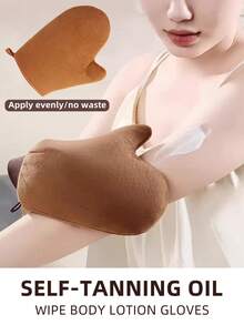 3 Pieces Reusable Body Face Self Tanning Mitts Double Sided Lotion Applicator Tanning Mitts Washable, Reusable Body And Face Self Tanning Mitts, Double Sided Lotion Applicator Mitts, Washable Tanning Mitts For Body Care Spa Oiling - With Thumb And Velvet Lining, Tanning And Sunscreen Application Mitts - Multicolor - View 3