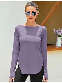 ZHENWEI Women's Long Sleeve Sun Shirt UV Protection Workout Tops Lightweight UPF 50+ Golf Gym Hiking Shirts Outdoor Clothing - 深紫色 - 查看 2