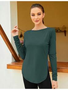 ZHENWEI Women's Long Sleeve Sun Shirt UV Protection Workout Tops Lightweight UPF 50+ Golf Gym Hiking Shirts Outdoor Clothing - 深綠藍 - 查看 5