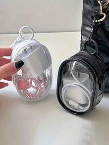 Portable Transparent Cable Storage Bag, Mini Zipper Storage Bag, Compact Multi-Function Storage Bag, Earphone And Charger Case With Keychain, Bracelet Bag, Cosmetic Bag Transparent Travel Accessories School Supplies, Back To School College Students - Electronic Accessories Bag For Travel And Daily Use - Multicolor - View 4