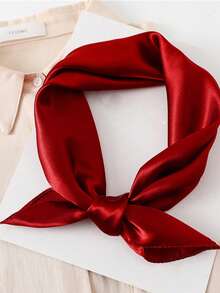 1 pieza Bufanda de satén de imitación de seda de unicolor para mujer, pañuelo minimalista y elegante versátil, adecuado para salidas diarias, citas, fiestas, accesorio de moda - Multicolor - Ver 9