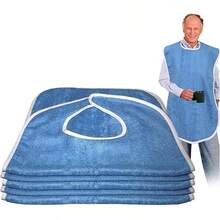 5 件高品质成人围兜 - 可调节毛巾布围兜，适合成人男女、老年人和残疾人进食、衣物保护 - 彩色 - 查看 10