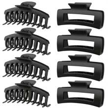 8 Pieces Of Women's Hair Accessories, Large - Sized Black Hairpins For Summer, 4.33 - Inch Non - Slip Hair Claws, Essential Accessories For Beach Vacations. Claw Clips Hair Clips Hair Jaw Clip Hair Clamps Hair Clutch Hair Catcher Clip