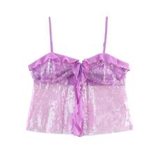 ZEVITY Canotta da donna con patchwork in paillettes 2501