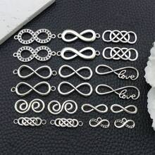 20pcs Infinity Symbol Connectors Charms Alloy Heart Infinity Love Connector Charms 10 Styles Style Pendants For DIY Bracelet Necklace Jewelry Making Supplies