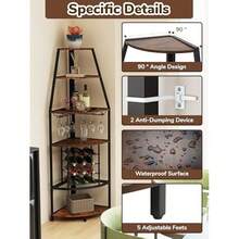 Corner Wine Rack For Living Room - 5-Layer Open Storage For 12 Bottles Wine Racks Free Standing With Glass Holder Wine Storage For Kitchen Bar Cellar Dining Room - as pic - View 5