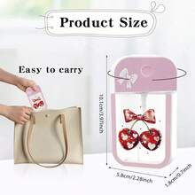 1 件粉色蝴蝶结樱桃旅行喷雾瓶，保湿喷雾瓶，便携式旅行喷雾瓶配件适用于酒精和化妆品