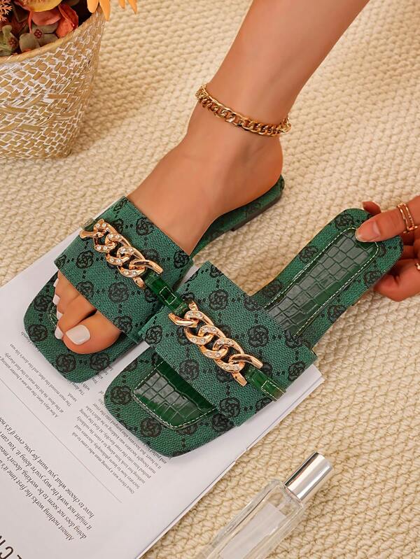 Versatile Slim Slippers For Women, Fashionable Outdoor Vintage Style Flat Sandals, Korean Design, Summer