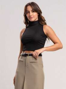 Kit 5 Assorted Cropped Tops: Long Sleeve, Collar, Strappy, Tank Top And Tube Top - 黑色 - 查看 3