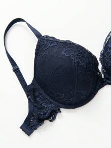 Sujetador de encaje con efecto push-up para mujer, con aros acolchados cómodos, de tacto suave y acogedor, con tirantes ajustables, lencería casual para uso en casa y diario
