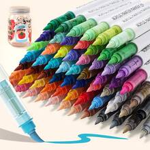 علامات طلاء أكريليك، مجموعة 9 قطع من أقلام الطلاء الأكريليك ذات فرشاة ناعمة ، مع 14 لون احترافي للرسم على الصخور والسيراميك والخشب والقماش والزجاج والحجر والقماش وصناعة البطاقات والأدوات الفنية الرجوع إلى المدرسة