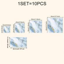 10 pegatinas adhesivas de vinilo de Salpicadero de PVC de mármol artificial autoadhesivo, pegatinas de pared autoadhesivas de corte DIY, resistentes al calor para salpicaderos de azulejos en paredes de baño y cocina, cocina, chimenea, lavadero, paredes de caravana, a prueba de agua, también para sala de estar, dormitorio y pared posterior de TV (5.9/7.87/11.8/15.7/11.4 X 22.4 pulgadas)