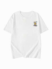 Japanese Style Women Loose Round Neck Casual Versatile Cartoon Print Short Sleeve T-Shirt, Spring/Summer