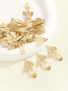 24pcs Wire Drawing Triple Leaf Copper Material Leaf Components For Earrings, Bracelets, DIY Assembly - Brass - View 2