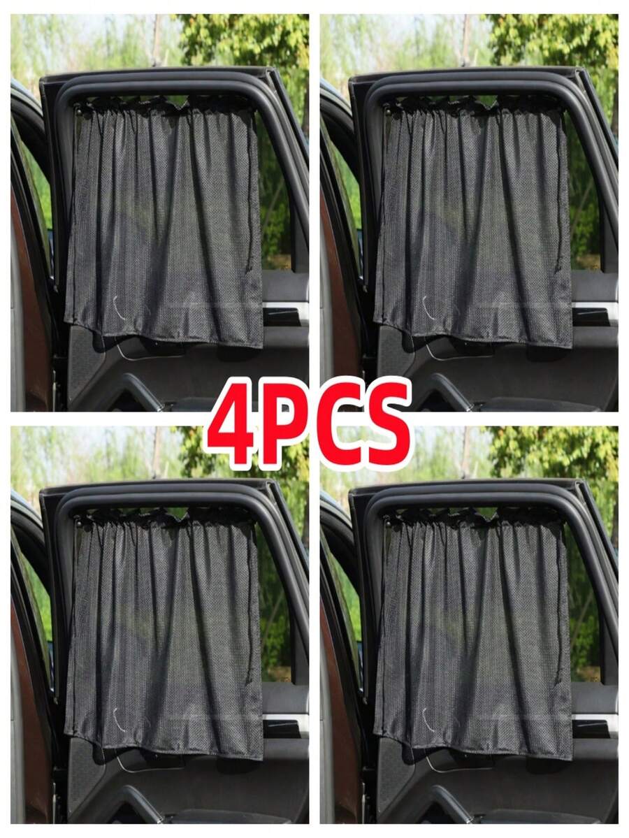 2pcs/4pcs Car Sunshade Summer Curtains Summer Mesh Suction Cup Type Car Privacy Curtains Car Windows Sun Protection Sunshade Side Gear