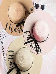 Custom Name Sun Hat, Vacation Bachelor Party Hat, Bridesmaid Beach Hat, Bachelor Party Hat, Bridesmaid Sun Hat - Beach Bridesmaid Gift Mother's Day Gift - Multicolor - View 2
