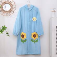 1pc Floral Embroidered Robe, Bathrobe, Casual Loungewear, Suitable For Bathroom, Pool, Living Room, All Seasons Back To School - Multicolor - View 16