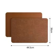 Juego de manteles individuales de piel sintética de 1/4/6 Uds., resistentes al calor, antideslizantes, impermeables, de doble cara, manteles individuales de PU para cocina y comedor - Marrón - Ver 12