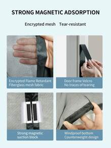 1 pièce Moustiquaire de porte magnétique moderne, maille en fibre de verre extra large, rideau anti-moustique respirant, convient pour la maison, la chambre, la cuisine, le salon, la salle à manger, le balcon, les fenêtres, et résistant aux rayures, lavable à la main, sans électricité nécessaire