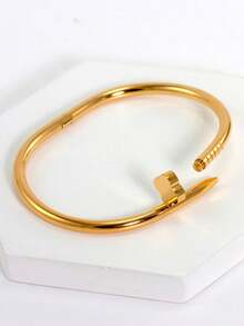 Bracelet trèfle en acier titane, léger et luxueux, résistant à la lumière, à la mode et minimaliste. - Doré - Voir 11