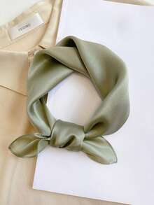 1pc Women Plain Color Faux Silk Satin Scarf, Minimalist Elegant Versatile Neckerchief, Suitable For Daily Outing, Date, Party, Wearing - Multicolor - View 22