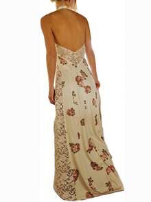 Women's Lace Patchwork Dress Square Neck Backless Hanging Neck Suspender Dress Summer Fashion Party Dress