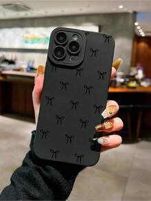 Funda para teléfono Funda para teléfono con diseño de nudo de lazo negro, a prueba de golpes, compatible con funda para phone 16Pro Max, 14/13, 12, 11 Pro Max, XS Max, X, XR, 8, 7, Plus, Mini - Gran regalo para novia, novio o uso personal 1 pieza - Amarillo - Ver 6
