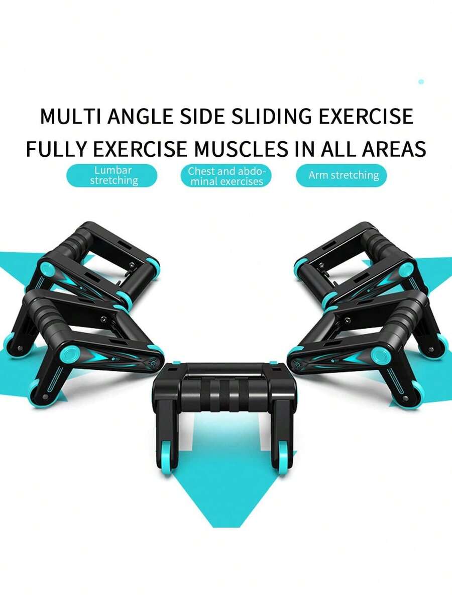 2pcs Foldable Multi-Function Double Wheels Fitness Abdominal Muscle Wheel Ab Roller Wheel Equipment Home Gym - Blue - View 1