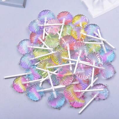 10pcs/20pcs/30pcs Assorted Resin Shell, Heart, Rainbow Lollipop Shaped Pendants, Suitable For Bag Decoration, DIY Jewelry Making, Necklace, Bracelet, Earrings Accessories