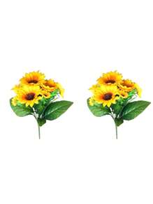 3pcs Simulated Sunflower Bouquet, 13 Sunflower Flowers With Neat Leaves And Stems, Colorful And Smart Simulated Sun Bouquet, Pastoral Style Home Decoration, Garden Flower Decoration, Photography Props, Suitable For Home Living Room Bedroom Kitchen, Wedding, Hotel, Restaurant, Company Front Desk, Campus, Dormitory