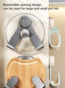 1pc Metal Pot Lid Rack, Wall Mounted Pot Lid Rack, Rotating Suction Cup Can Be Adsorbed To The Wall, Adjustable Spacing, Multifunctional Pot Lid Rack, Cutting Board Rack, Punch-Free Installation, Suitable For Flat Walls, Holiday Gifts, Mother's Day Gifts