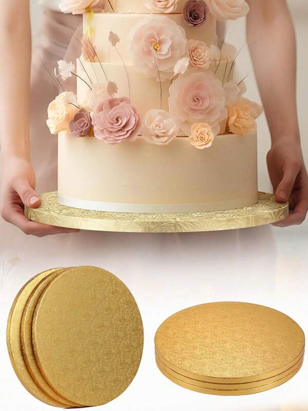 1pc Cake Boards Drums 12 Inch Round, 1/2" Thick Cake Drums, Cake Decorating Supplies Sturdy Cake Corrugated Cardboard For Multi-Layer Cakes (Gold, 1 Pack)