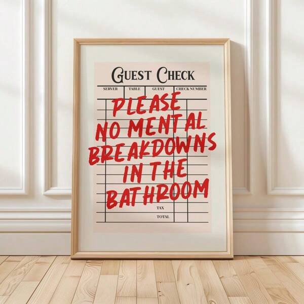 1PC Funky Dopamine Wall Art - Guest Check Poster,Funny Bathroom Decor For Bedroom,Living Room,Dorm | Retro Aesthetic,Unframed Print