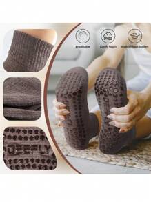 2 Pairs Deefly Women Anti-Slip Ankle Socks, Solid Color Suitable For Home, Hospital, Pregnant Women, Fitness, Pilates, Yoga