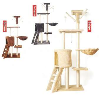 1 pieza Torre rascadora y árbol para gato de sisal, torre de escalada multifuncional de 5 niveles de yute natural, centro de actividades adecuado para múltiples gatos