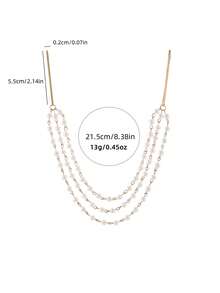 1 chiếc băng đô cài tóc tua rua nhiều lớp đính ngọc trai giả kèm kẹp tóc đôi đính ngọc trai giả, phụ kiện tóc cô dâu, phụ kiện tóc, trang sức đội đầu, dây đeo đầu, trang sức tóc, đám cưới, cô dâu tương lai - Vàng - Xem 6