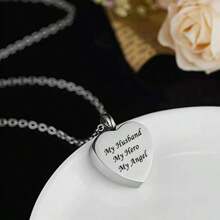 Heart Cremation Jewelry Urn Necklace For Ashes Stainless Steel Memorial Pendant -My Dad My Hero My Angel For Grandpa Grandma Dad Mom Uncle Aunt Brother Sister Daughter Son