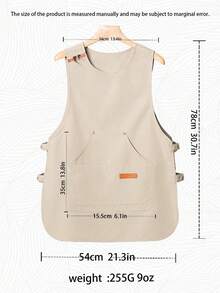 1pc Men's Apron Vest, Premium Work Apron, Male Apron, Men's Kitchen Apron, Tea Shop Apron Vest, Employee Apron, Supermarket Apron Uniform, Dirt & Wear-Resistant Apron, Waiter Apron, Apron Vest - Apricot - View 5