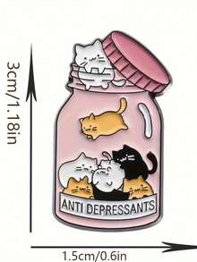 1pc Charming Cat In A Bottle Enamel Brooch - Cute Cartoon Style, Zinc Alloy Lapel Pin, Suitable For Casual Decoration, Cat Accessory - Multicolor - View 5