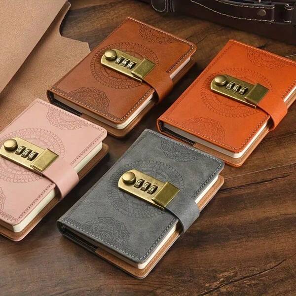 [Vintage Lock Book] 1-4pcs 4 Colors Vintage Password Lock Book A7 - - Secure And Stylish Personal Journal Notebook,Aesthetic School Supplies, , Notebooks For School, School Supplies, Back To School