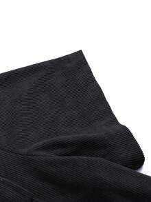 New Summer Men's Solid Color Loose Multi-Pocket Button-Up Shirt + Drawstring Shorts Set, Casual Vacation Sports Daily Basic Outfit, 2pcs - Black - View 6