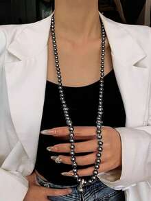 1 pieza Collar de perlas elegante y misterioso de alta gama de 8mm, adecuado para uso diario y eventos formales