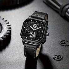 1pc Men's Casual Sports Square Numeric Index Dial Calendar Display Quartz Wrist Watch, Classic Design (Watch Only, No Watch Box) - Black - View 7