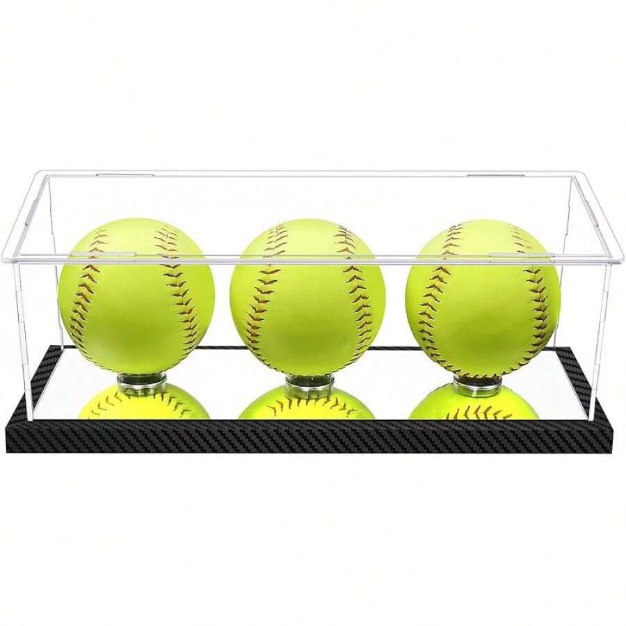 Hat Display Acrylic Baseball Cap Holder Stand Transparent Hat Storage Box Dustproof Square Cabinet With Carbon Fiber Skin Base And Removable Mirror Base2025 - 壘球展示櫃 - 查看 1