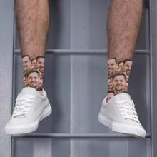 Chaussettes personnalisées à motifs de visages multiples, chaussettes à visages, chaussettes pour garçons d'honneur, chaussettes avec visage, chaussettes personnalisées pour animaux de compagnie, cadeau d'anniversaire pour lui, chaussettes avec photo personnalisées