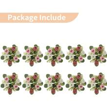 1 pièce Composition florale de centre de table de mariage - Couronne de fleurs artificielles roses avec bougie, couronne de printemps/été pour porte d'entrée, cérémonie - Bougeoir de fleurs artificielles feuilles, couronne florale en soie rose avec support de bougie, petites fleurs en plastique pour décoration de mariage, bouquet de mariée, décoration de centre de table, jardin, cour, mariage, anniversaire, douche, décoration de chambre esthétique, salle de classe, bureau, balcon, centre commercial, Saint-Valentin, cadeau