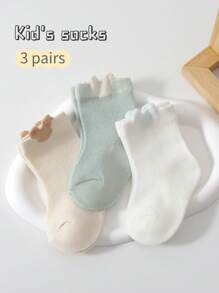 3 pares de calcetines de malla para niños, calcetines de unicolor para bebés hasta la pantorrilla, colores caramelo, calcetines cortos para recién nacidos y niños pequeños, niños y niñas, primavera/verano