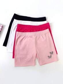 4 Pcs Kids Butterfly Rhinestone Pattern Milk Silk Material Versatile Shorts